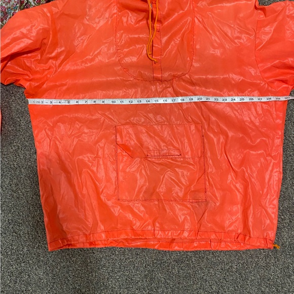 Handmade Windbreaker Jacket with Patches Neon Orange Pullover Pocket Hoodie - Picture 11 of 16